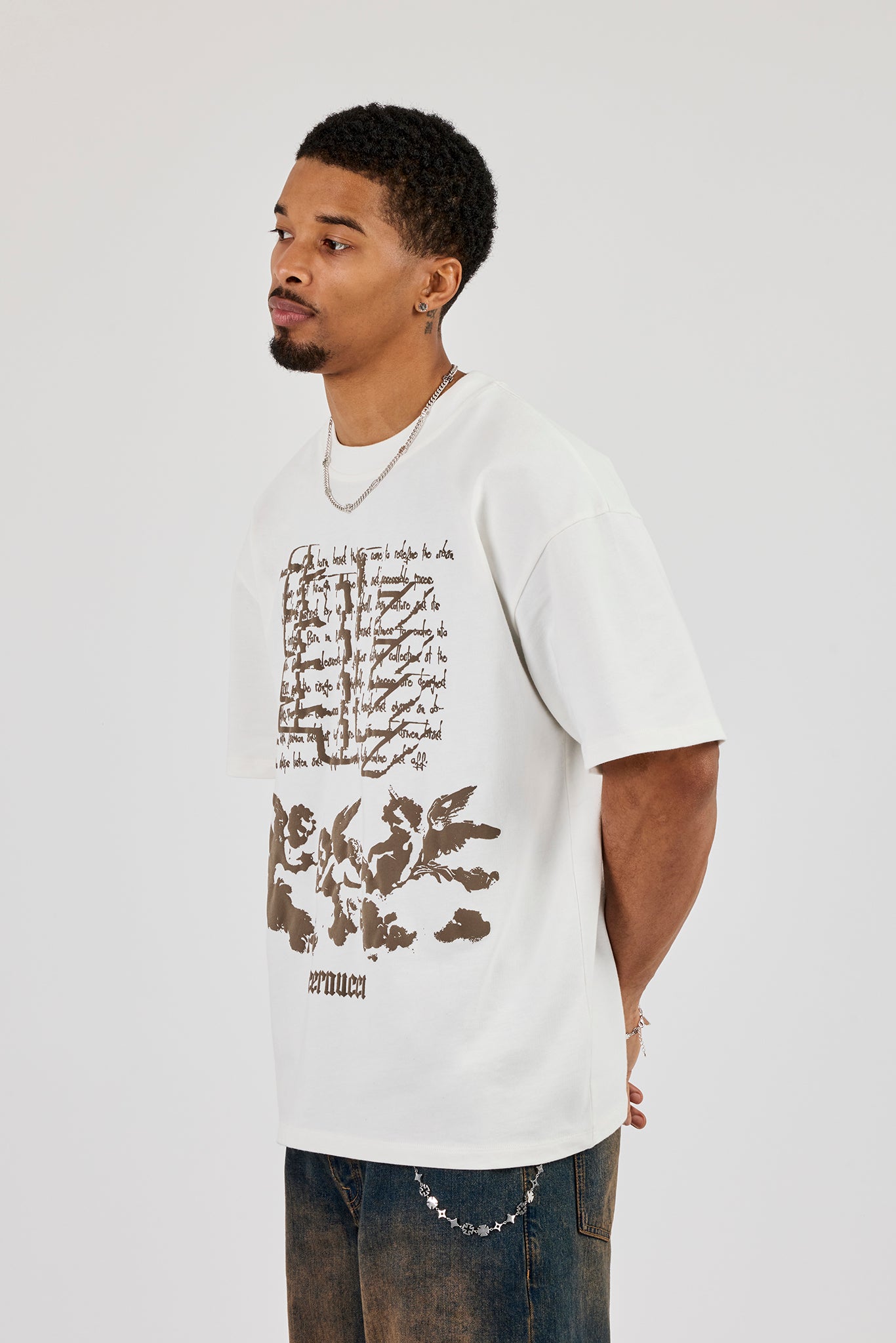 Cernucci Matte PU Oversized T-Shirt - Off White